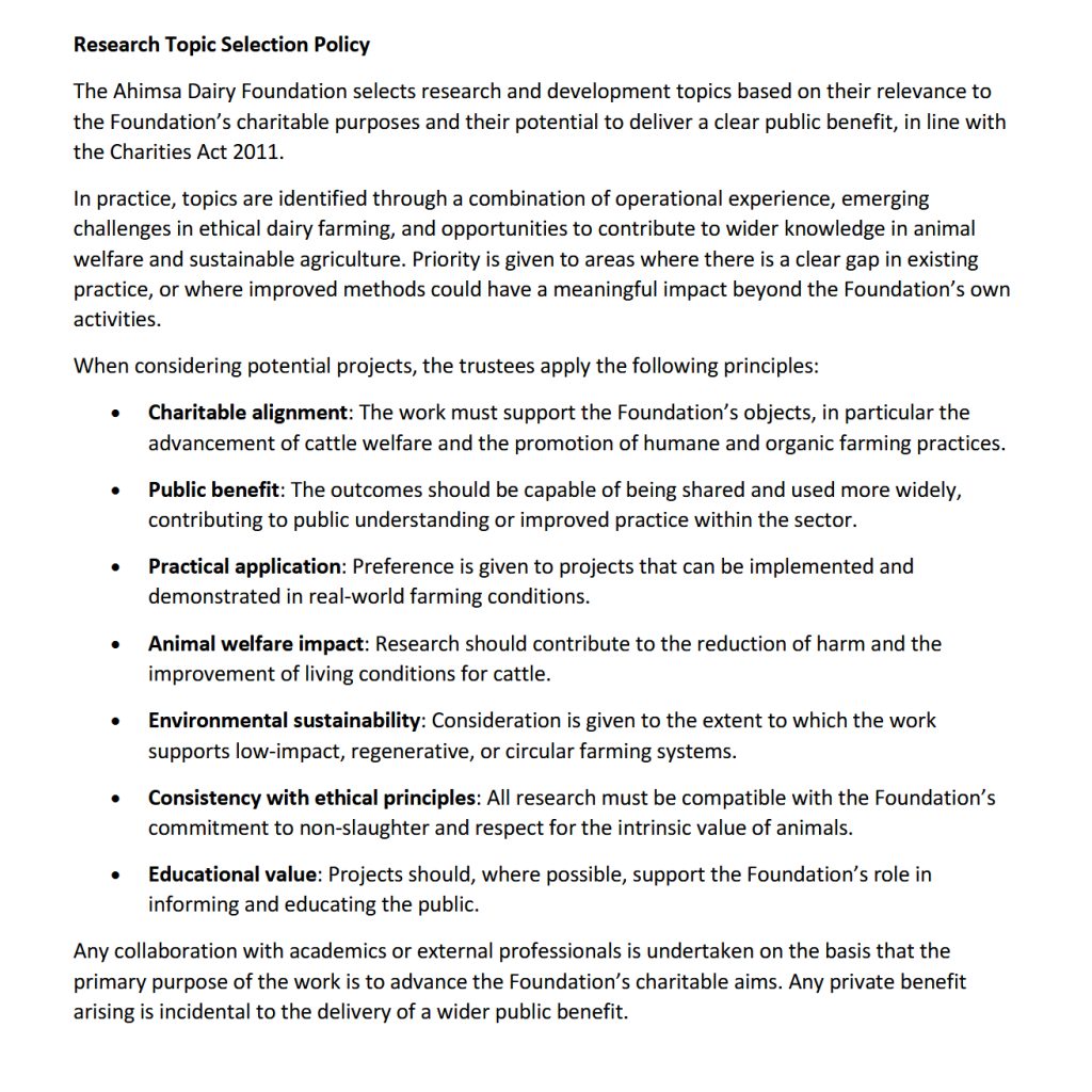 Research Topic Selection Policy